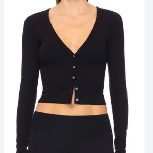 RESA drew black cropped cardigan black v-neck
